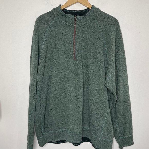 Tommy Bahama Other - Tommy Bahama Reversible Pullover Sweater Men's 2XL Green Cotton Blend 1/4 Zip